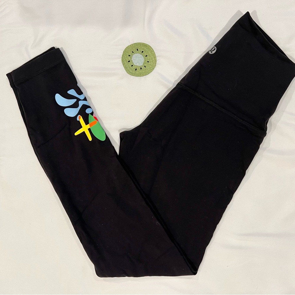 lululemon athletica Black Leggings with Colorful Side Graphic